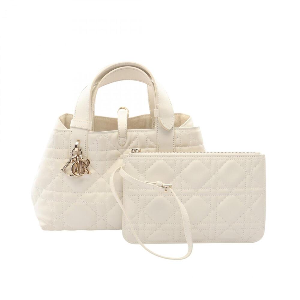 Christian Dior Dior Toujours Small Cannage Handbag, Leather, Women's, White